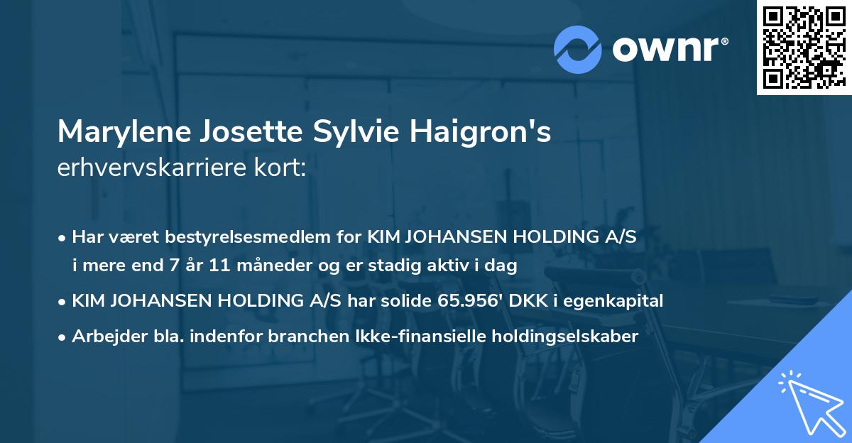 Marylene Josette Sylvie Haigron's erhvervskarriere kort
