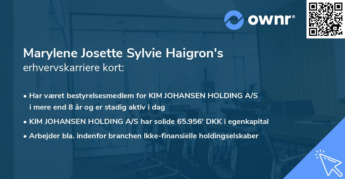 Marylene Josette Sylvie Haigron's erhvervskarriere kort