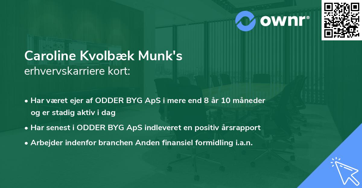 Caroline Kvolbæk Munk's erhvervskarriere kort