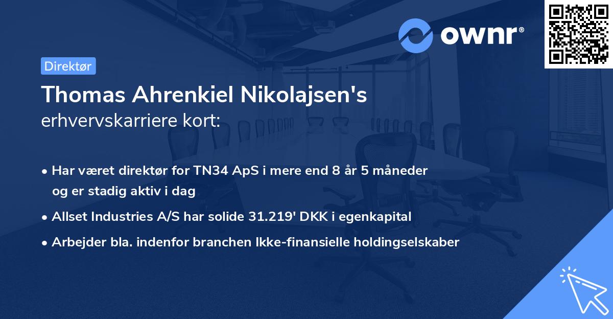 Thomas Ahrenkiel Nikolajsen's erhvervskarriere kort