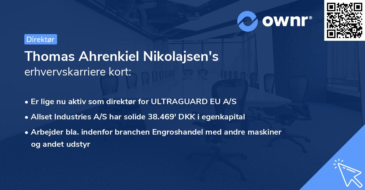 Thomas Ahrenkiel Nikolajsen's erhvervskarriere kort