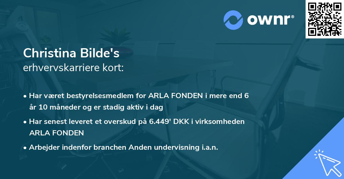Christina Bilde's erhvervskarriere kort