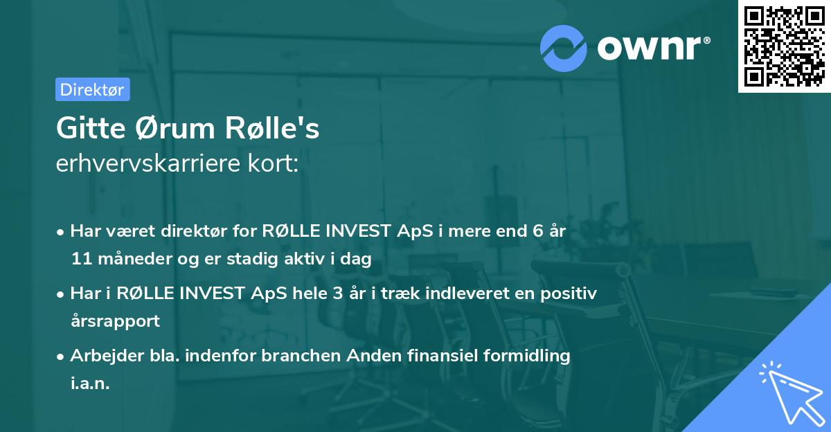 Gitte Ørum Rølle's erhvervskarriere kort