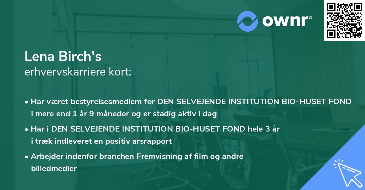 Lena Birch's erhvervskarriere kort