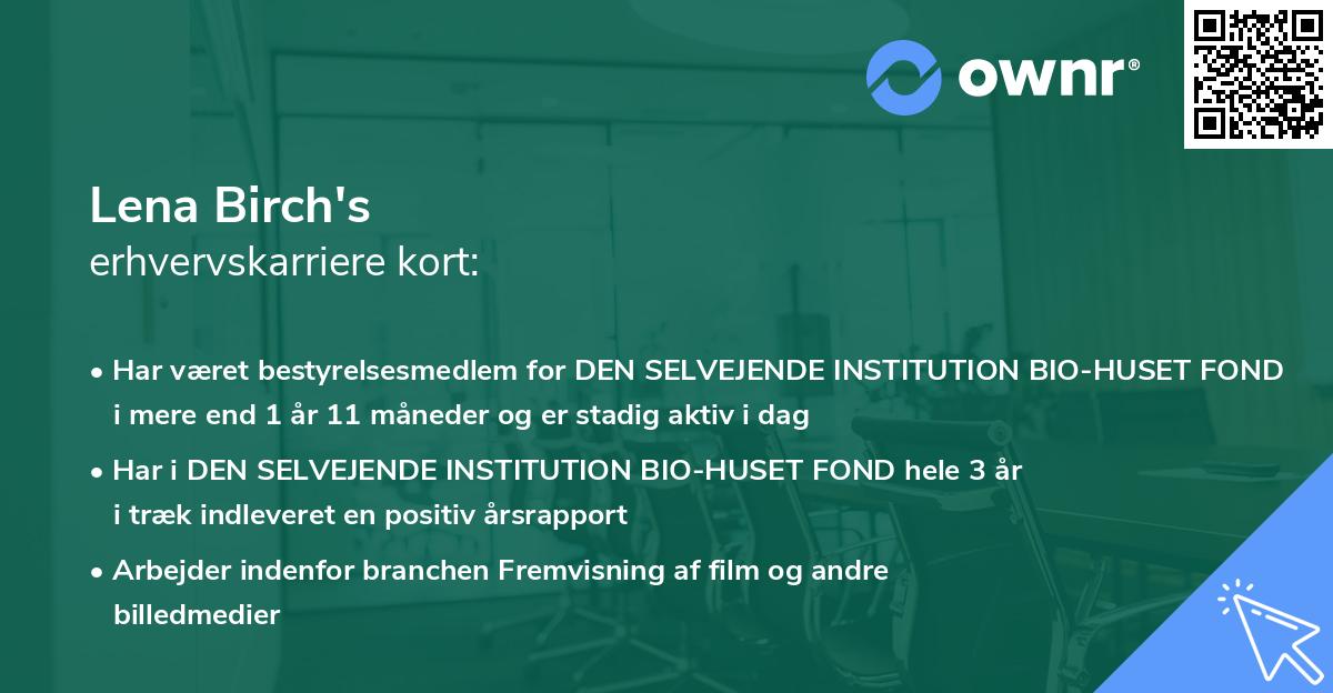Lena Birch's erhvervskarriere kort
