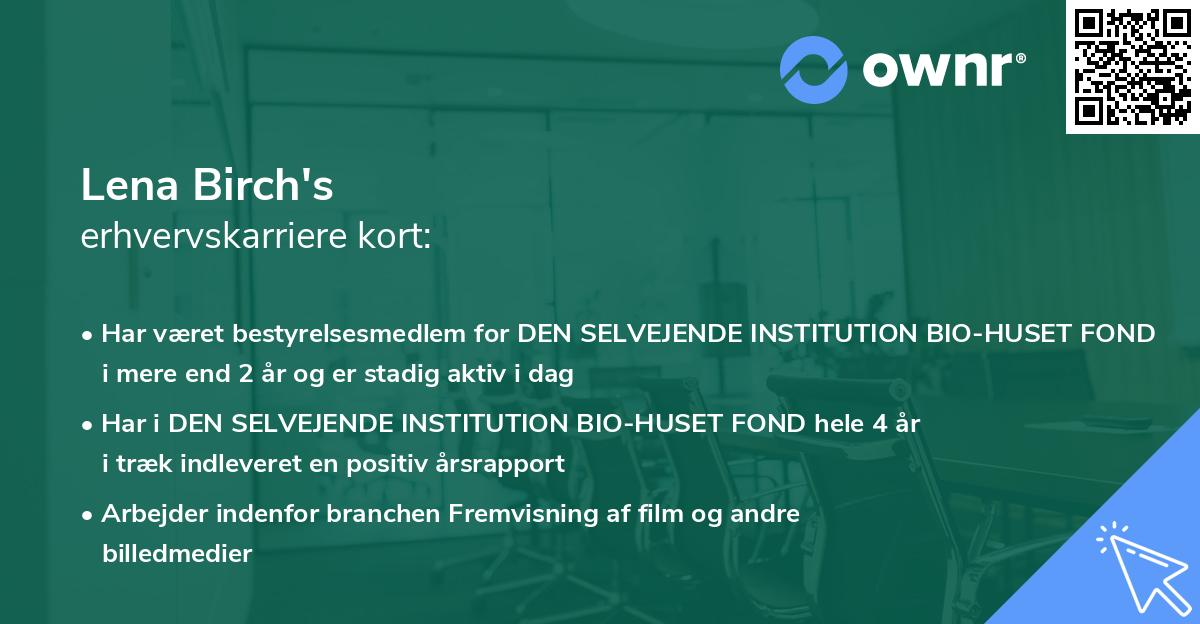 Lena Birch's erhvervskarriere kort