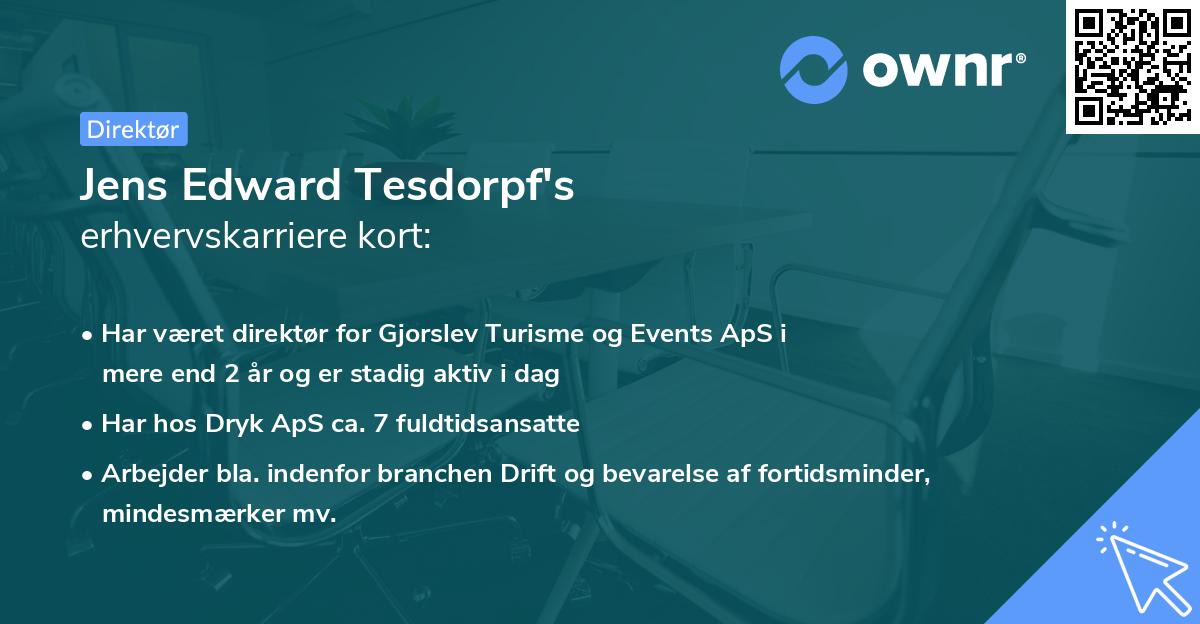Jens Edward Tesdorpf's erhvervskarriere kort