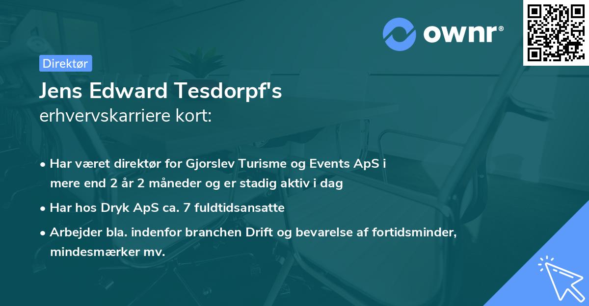 Jens Edward Tesdorpf's erhvervskarriere kort
