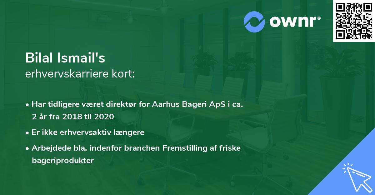 Bilal Ismail's erhvervskarriere kort