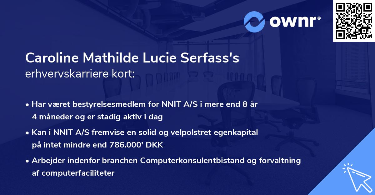 Caroline Mathilde Lucie Serfass's erhvervskarriere kort