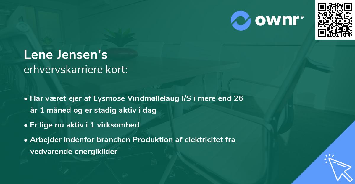 Lene Jensen's erhvervskarriere kort