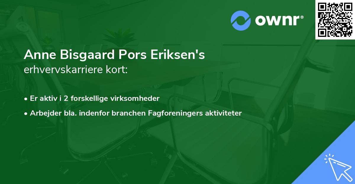 Anne Bisgaard Pors Eriksen's erhvervskarriere kort