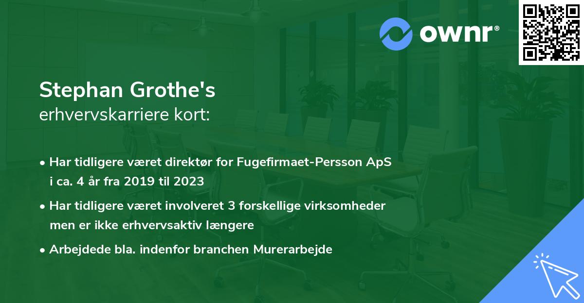 Stephan Grothe's erhvervskarriere kort