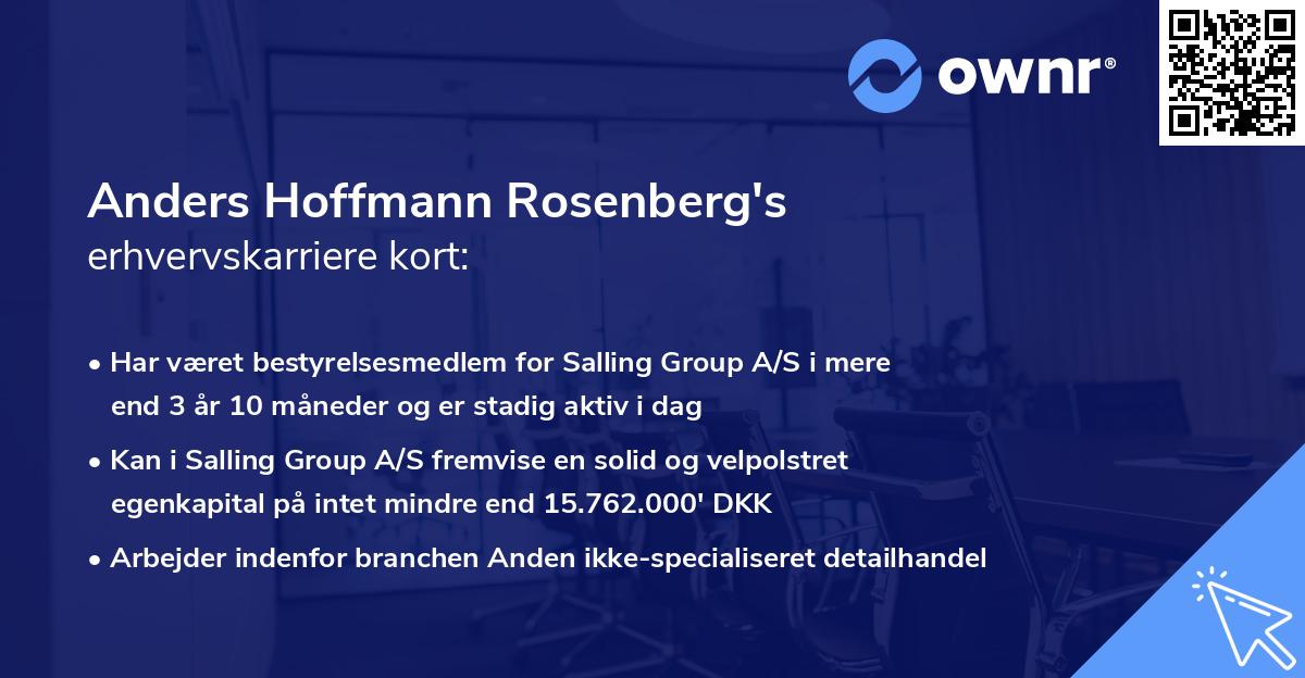 Anders Hoffmann Rosenberg's erhvervskarriere kort