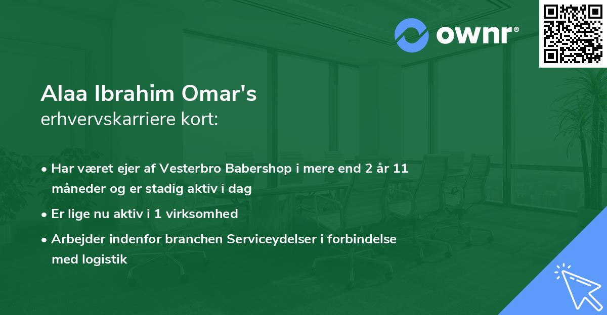 Alaa Ibrahim Omar's erhvervskarriere kort