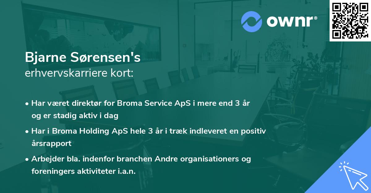 Bjarne Sørensen's erhvervskarriere kort