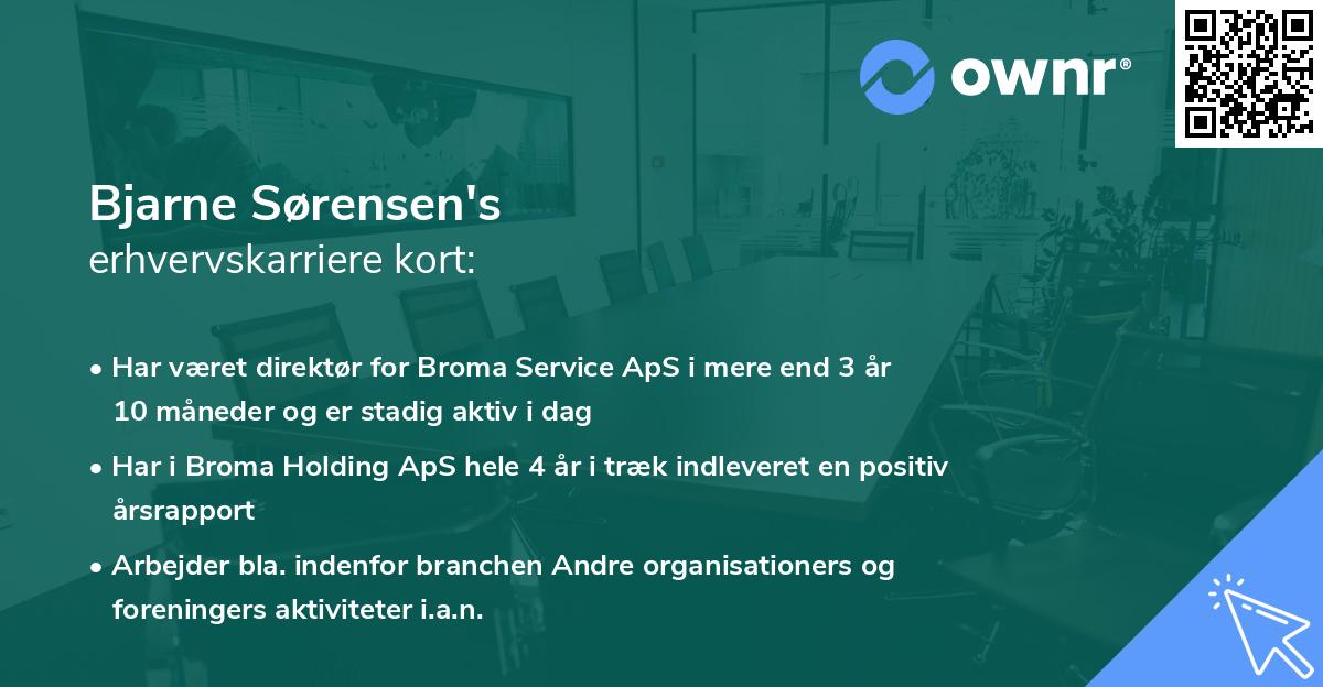 Bjarne Sørensen's erhvervskarriere kort