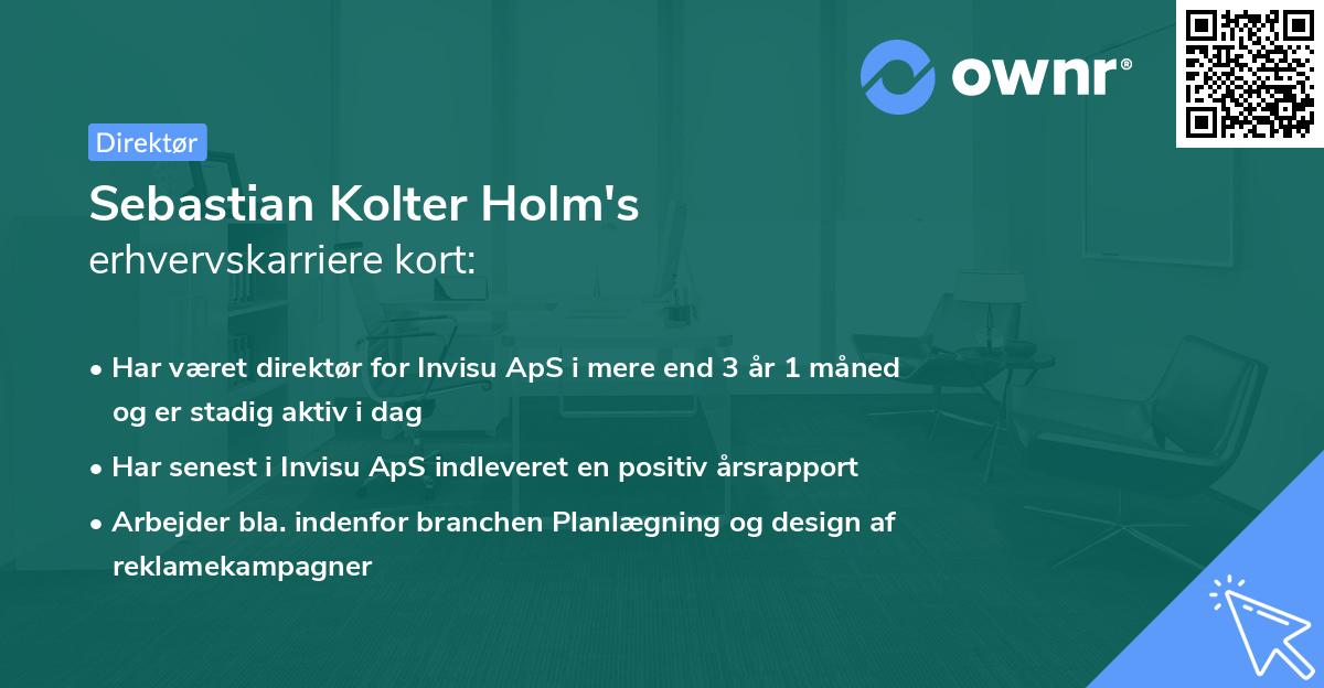 Sebastian Kolter Holm's erhvervskarriere kort