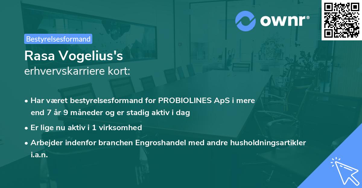 Rasa Vogelius's erhvervskarriere kort