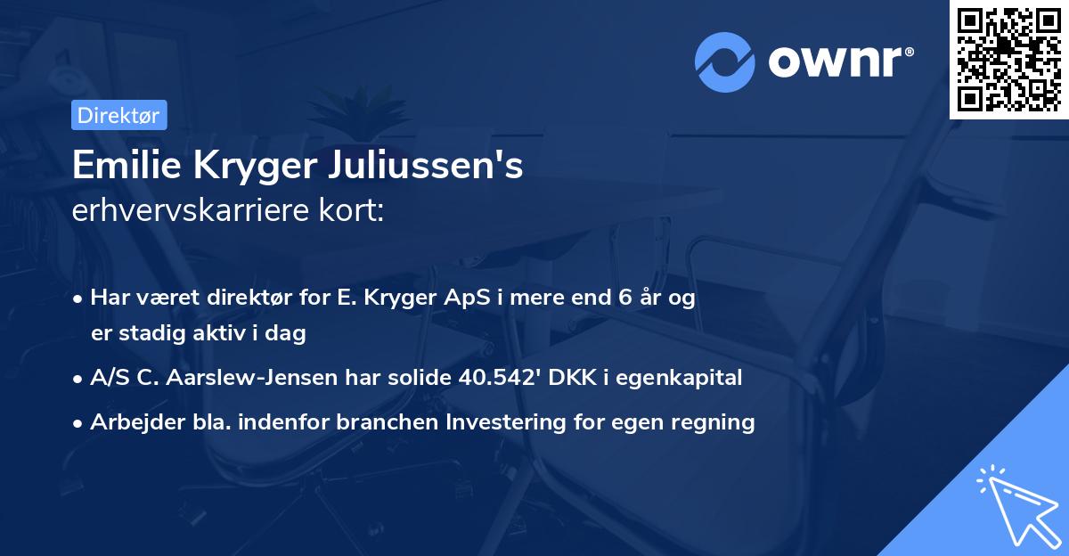 Emilie Kryger Juliussen's erhvervskarriere kort