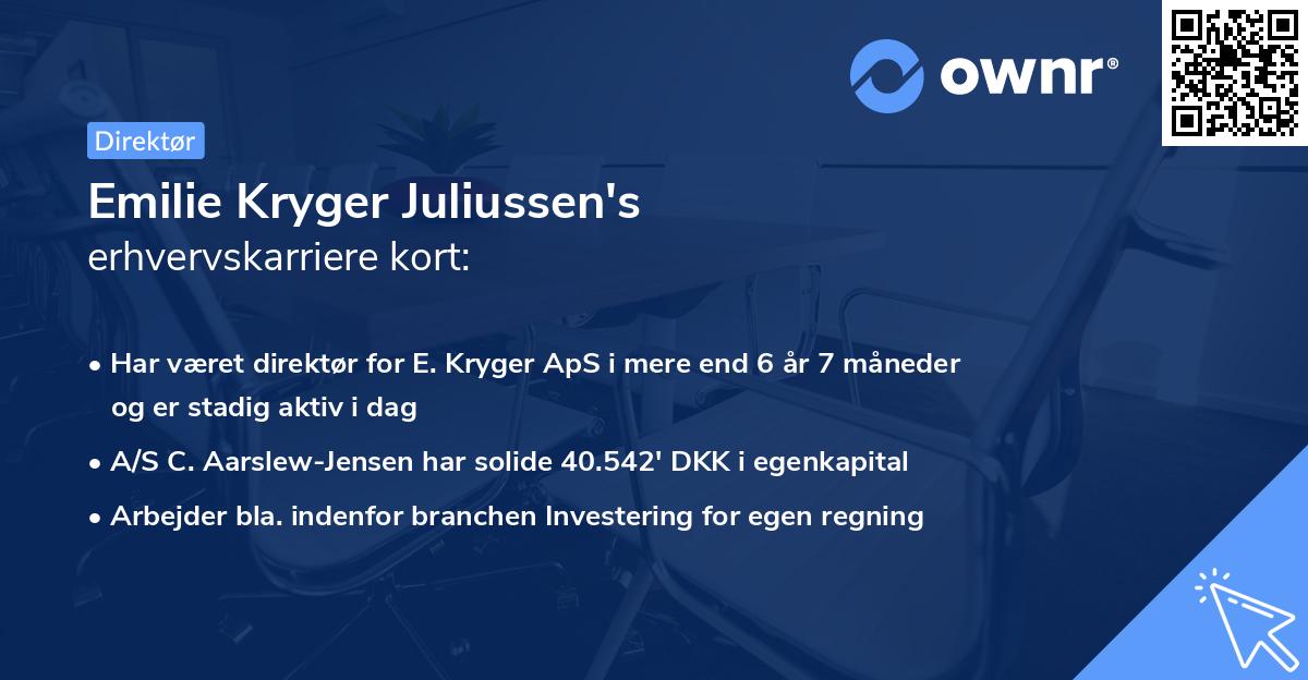 Emilie Kryger Juliussen's erhvervskarriere kort