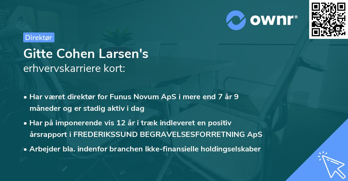 Gitte Cohen Larsen's erhvervskarriere kort