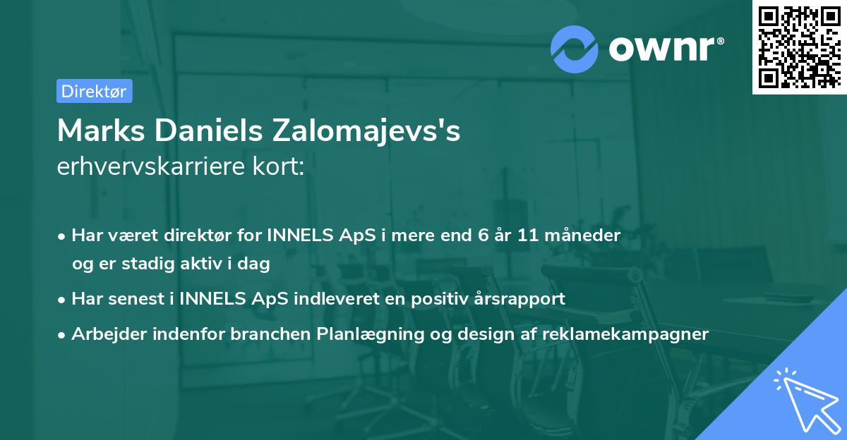 Marks Daniels Zalomajevs's erhvervskarriere kort