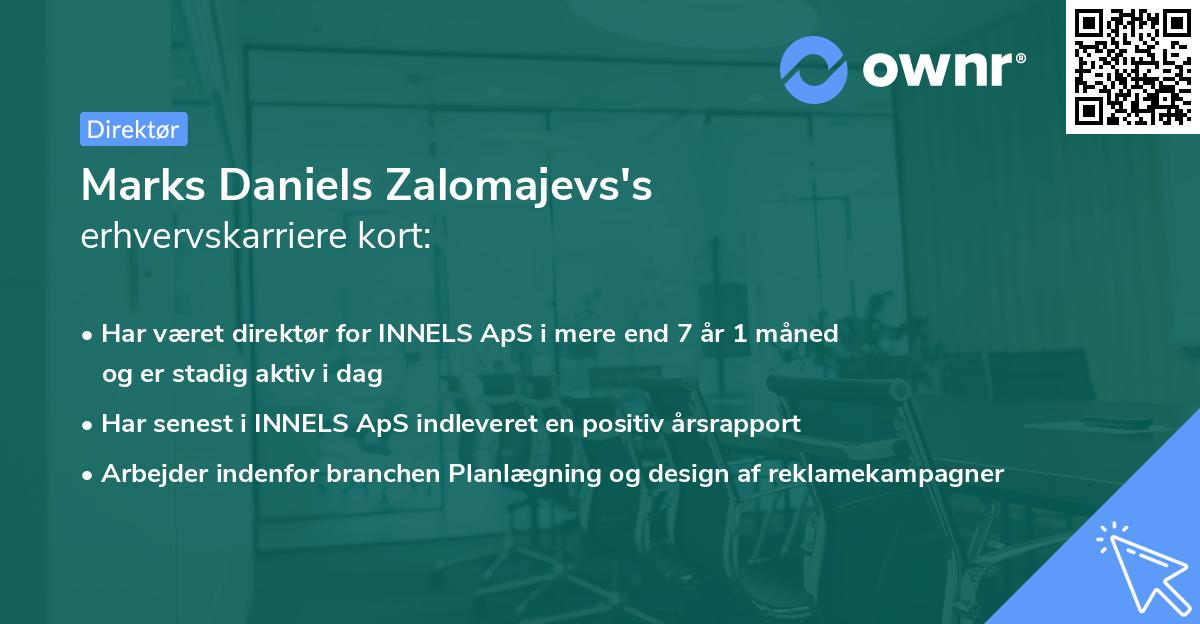 Marks Daniels Zalomajevs's erhvervskarriere kort