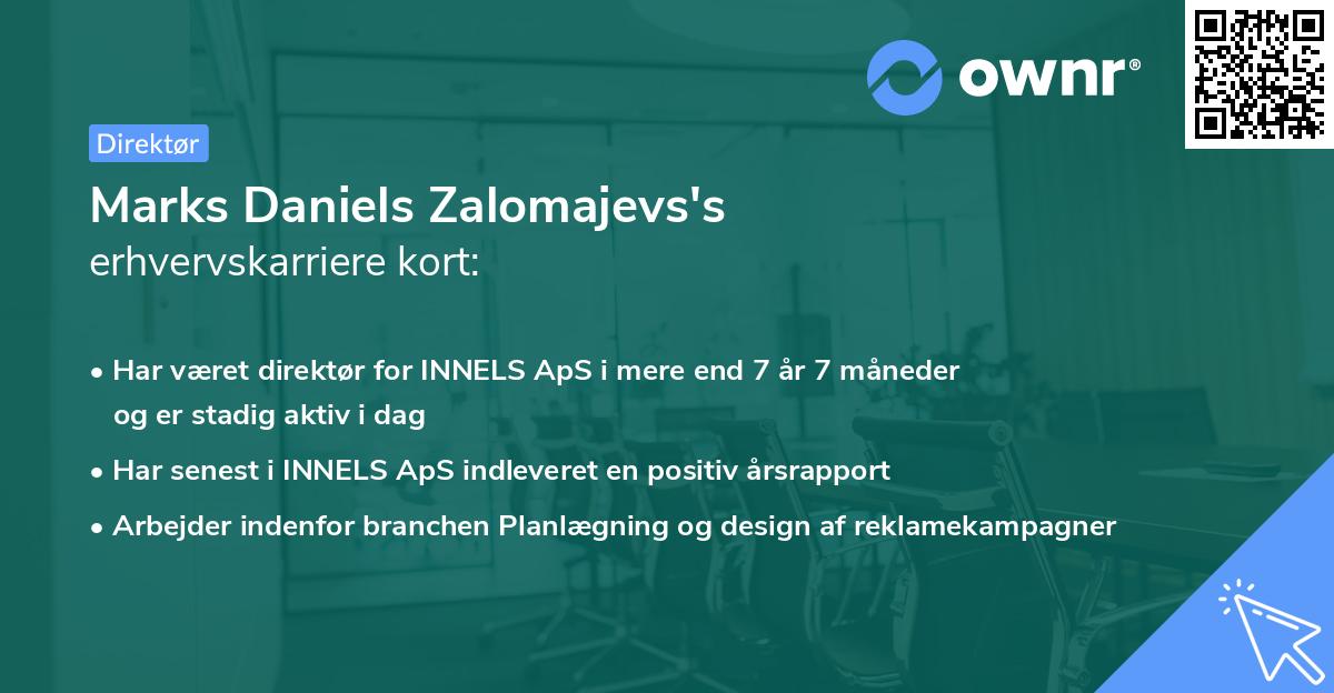 Marks Daniels Zalomajevs's erhvervskarriere kort