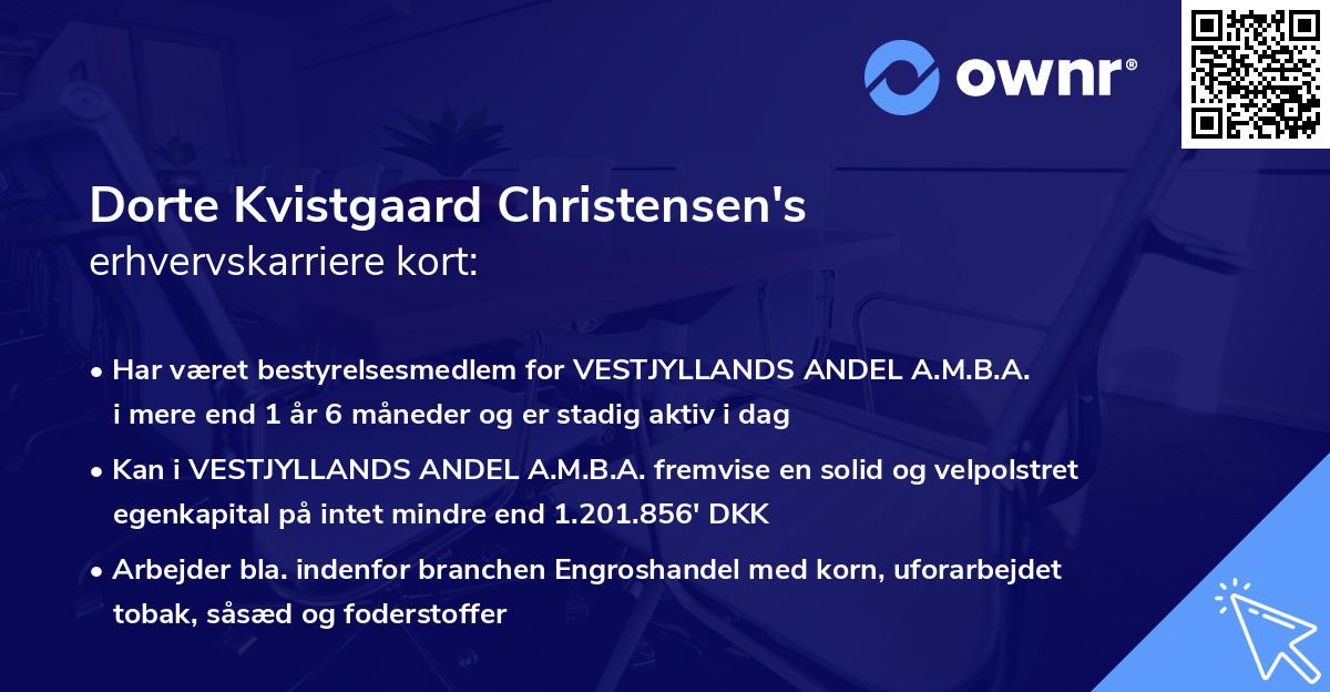 Dorte Kvistgaard Christensen's erhvervskarriere kort