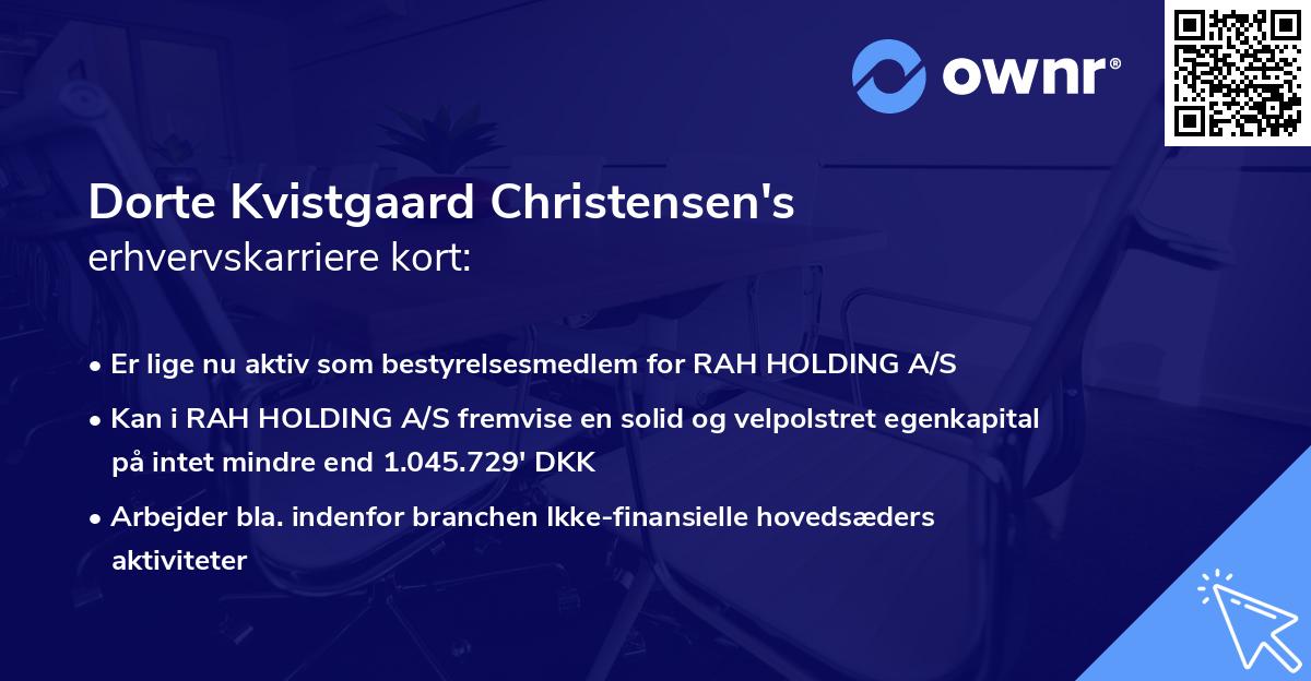 Dorte Kvistgaard Christensen's erhvervskarriere kort