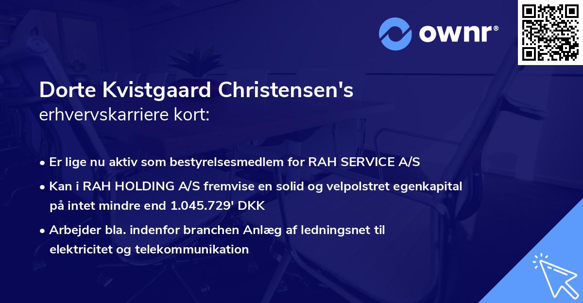 Dorte Kvistgaard Christensen's erhvervskarriere kort