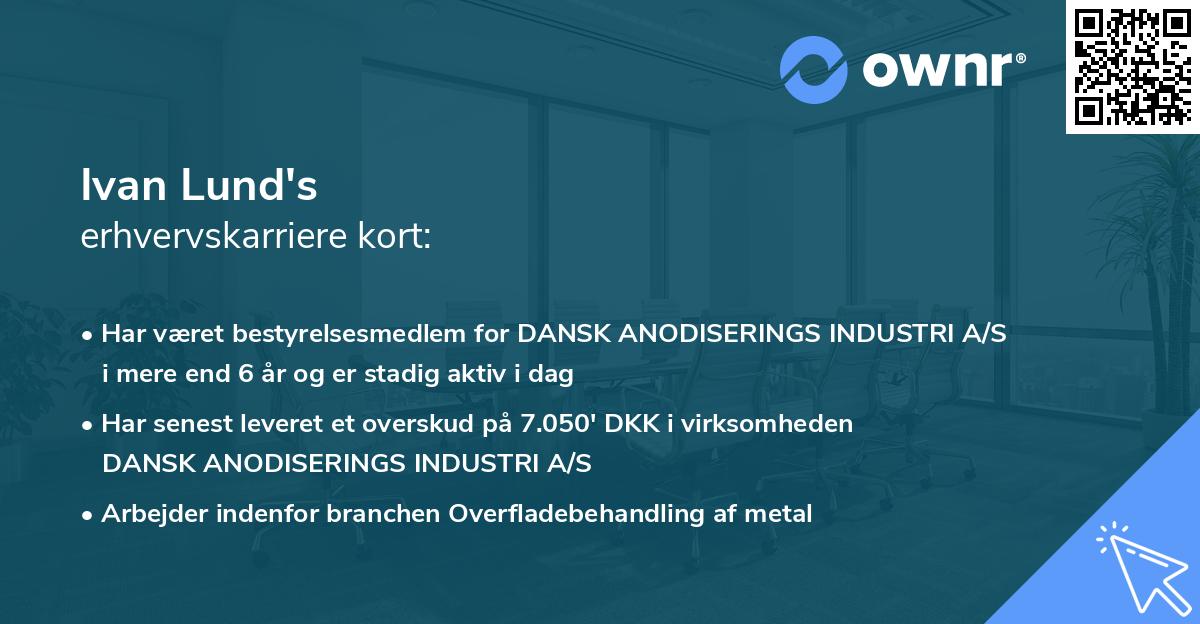 Ivan Lund's erhvervskarriere kort