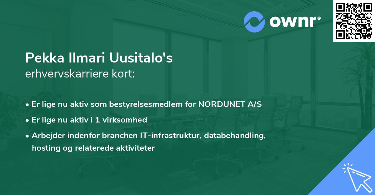 Pekka Ilmari Uusitalo's erhvervskarriere kort