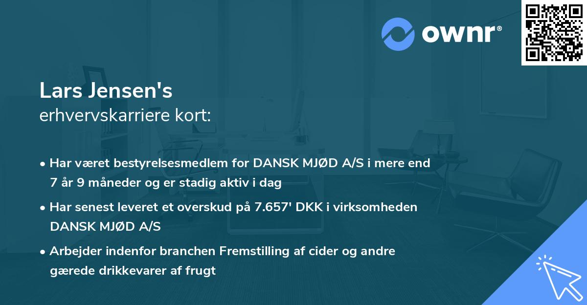 Lars Jensen's erhvervskarriere kort