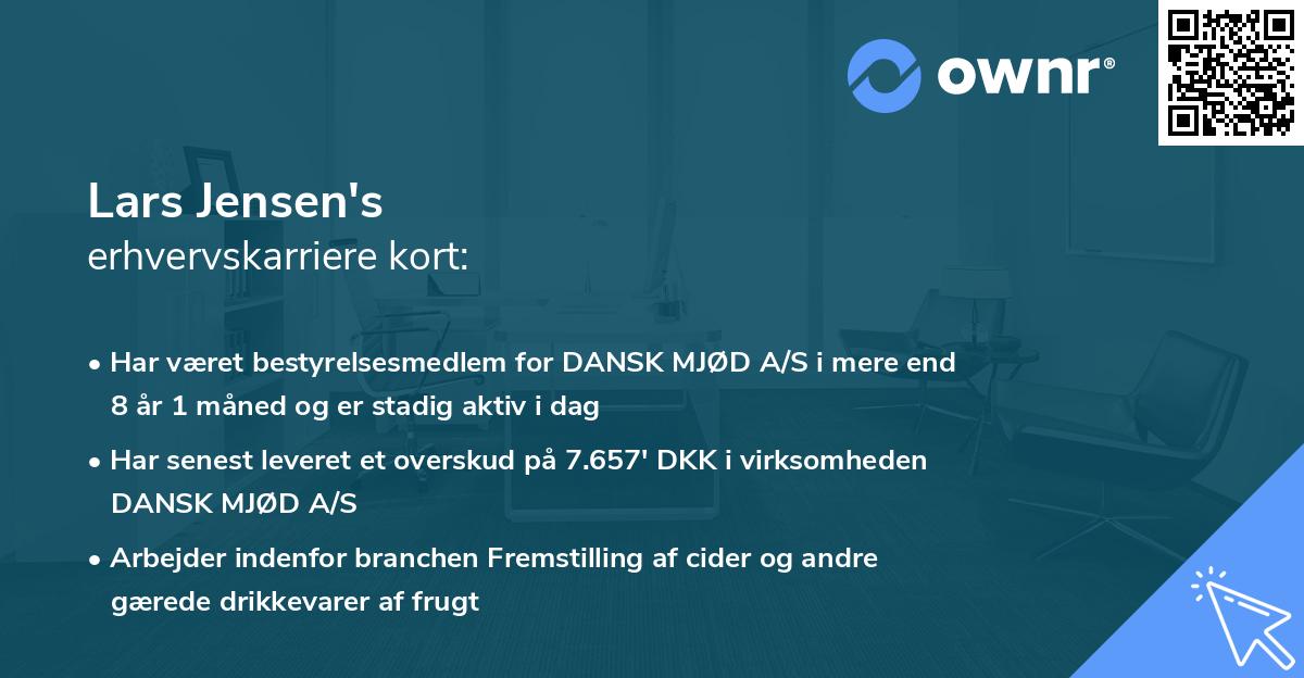 Lars Jensen's erhvervskarriere kort
