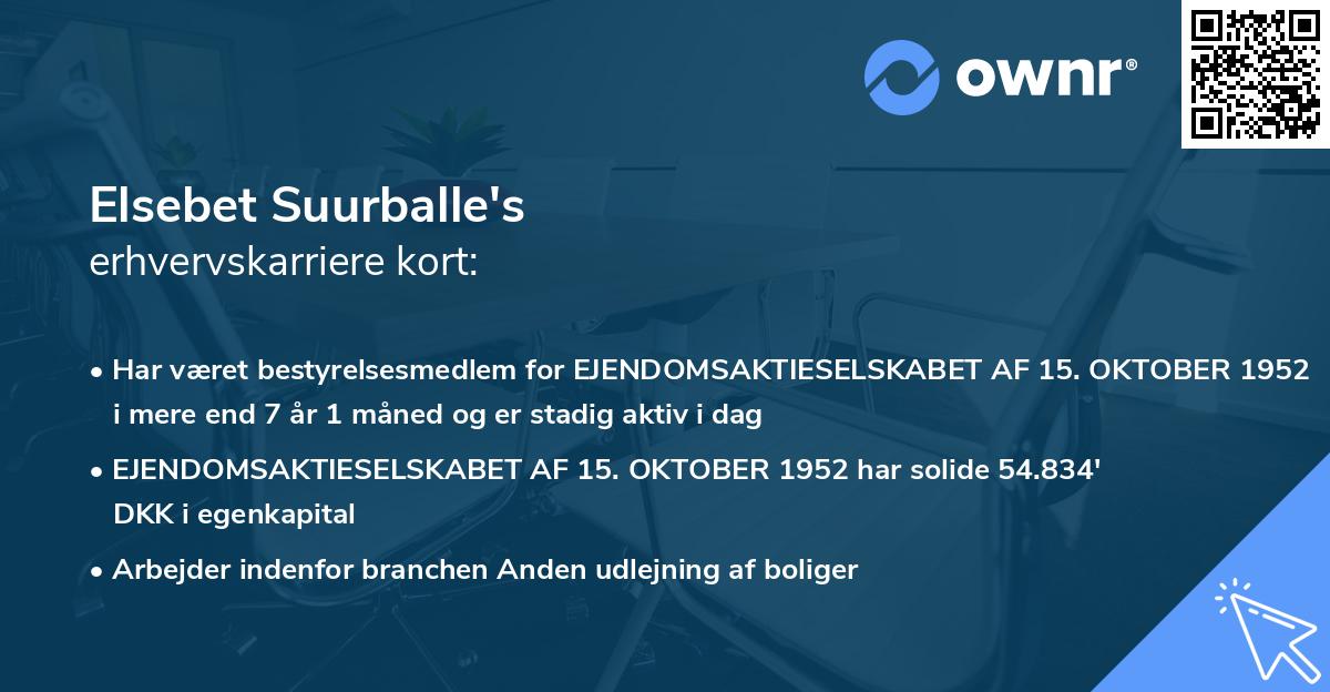 Elsebet Suurballe's erhvervskarriere kort