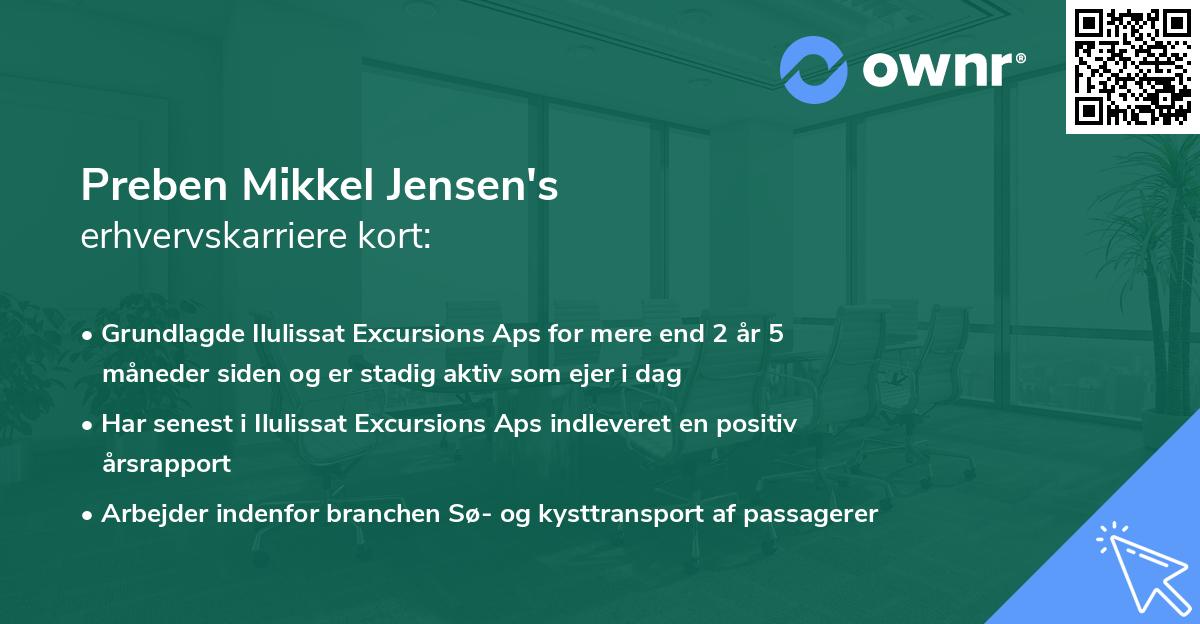 Preben Mikkel Jensen's erhvervskarriere kort