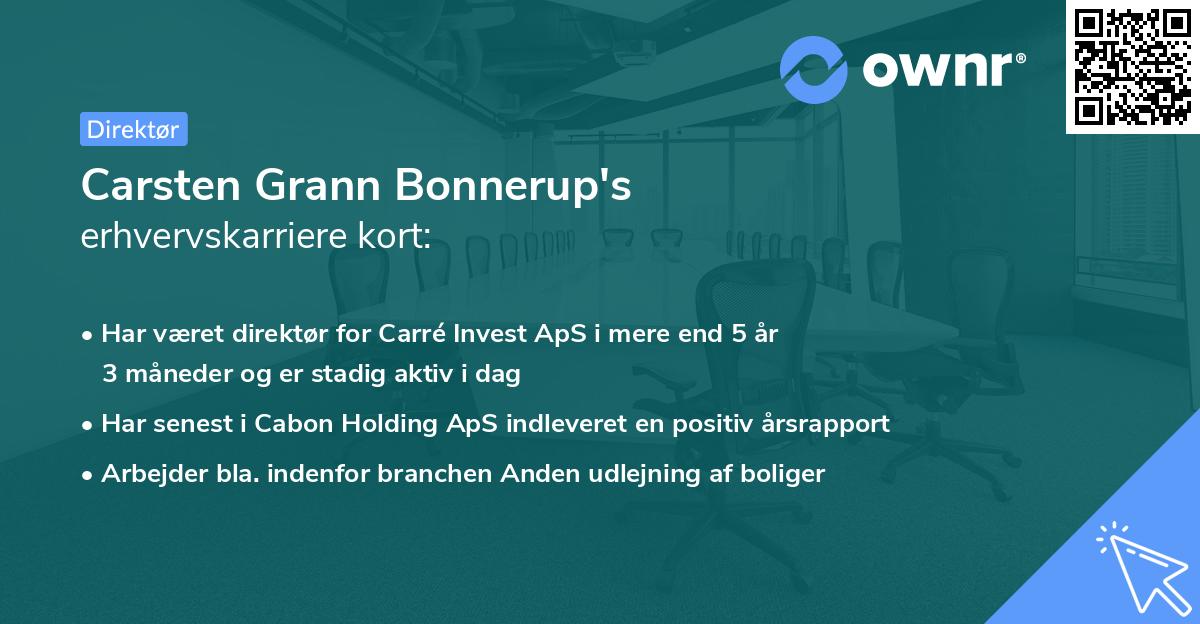 Carsten Grann Bonnerup's erhvervskarriere kort