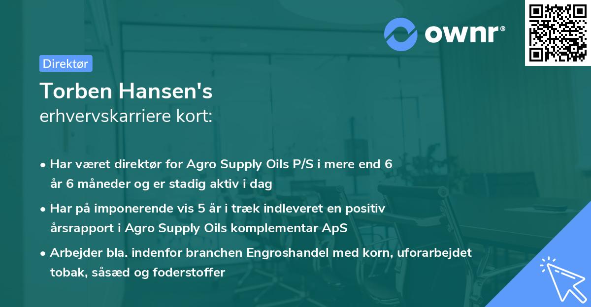 Torben Hansen's erhvervskarriere kort