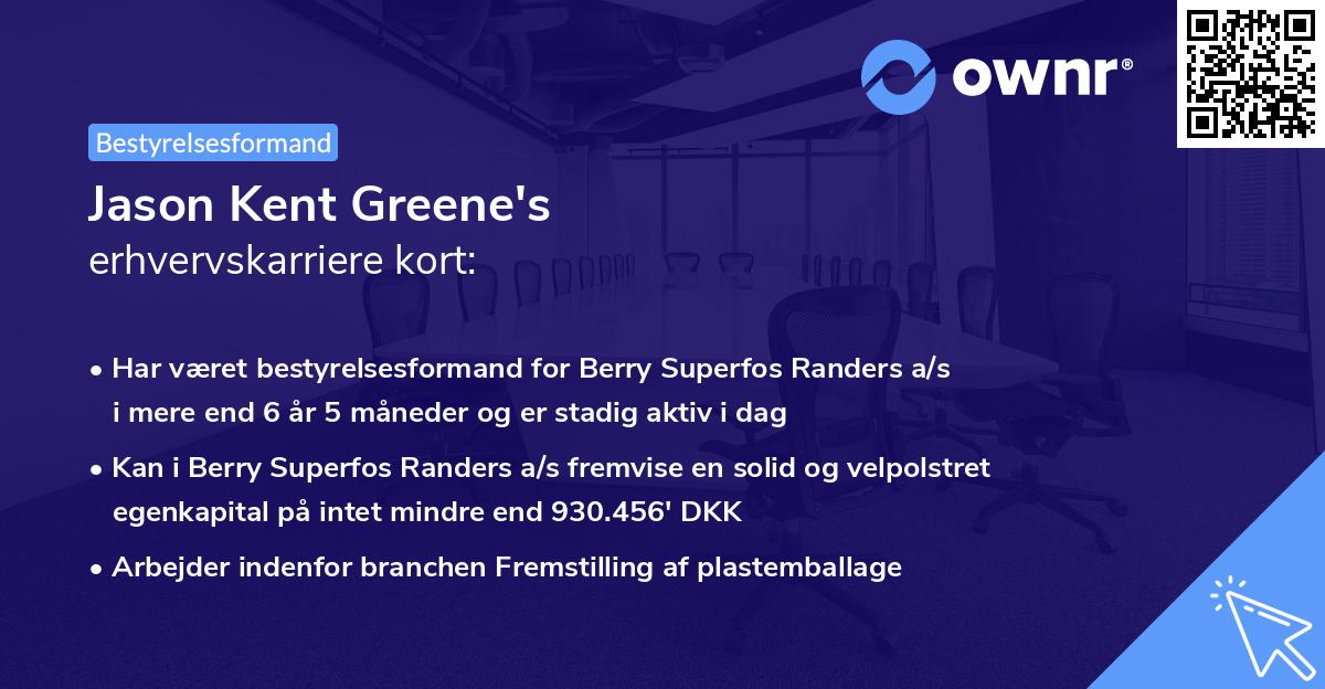 Jason Kent Greene's erhvervskarriere kort