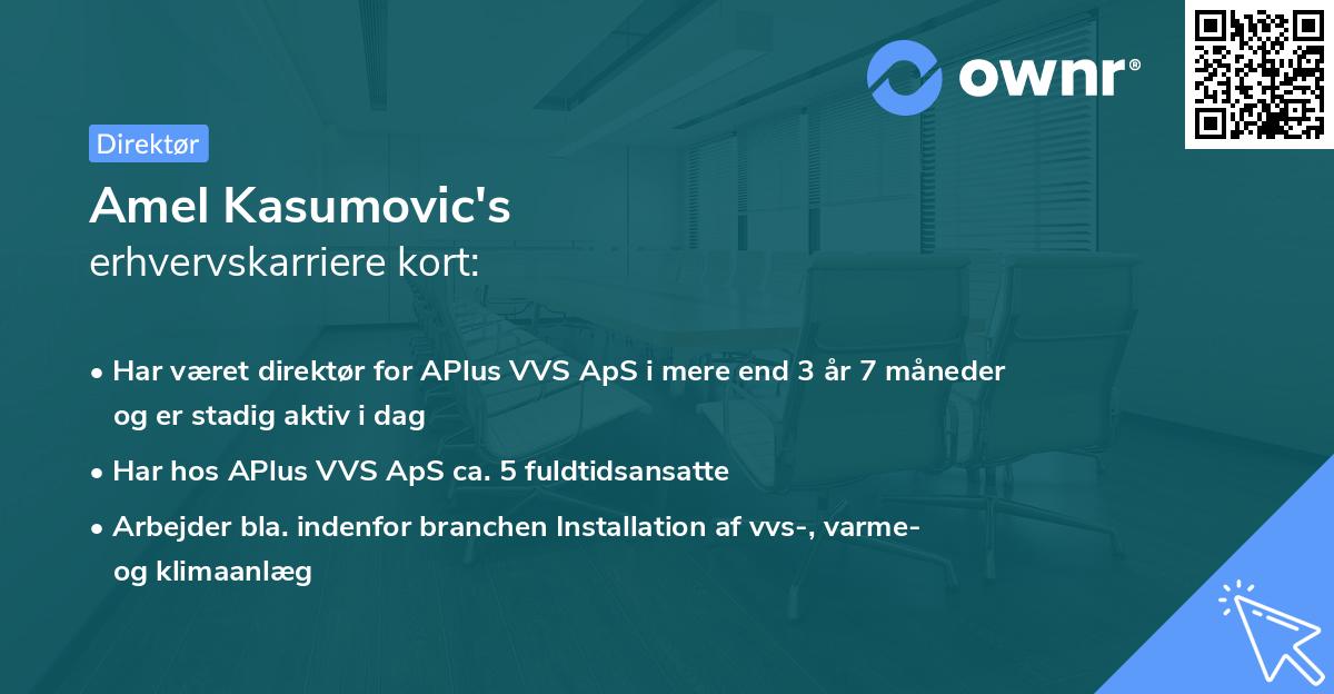 Amel Kasumovic's erhvervskarriere kort