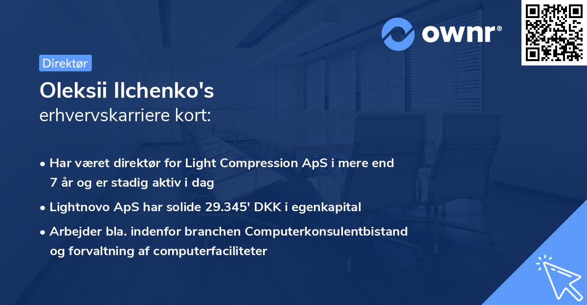 Oleksii Ilchenko's erhvervskarriere kort