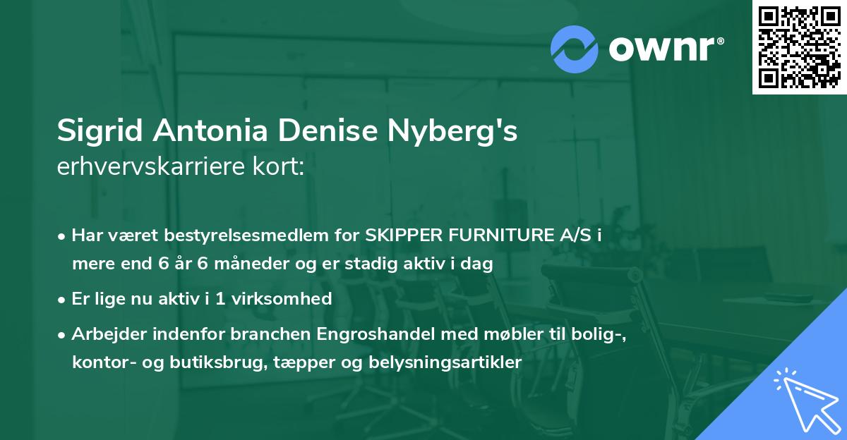 Sigrid Antonia Denise Nyberg's erhvervskarriere kort