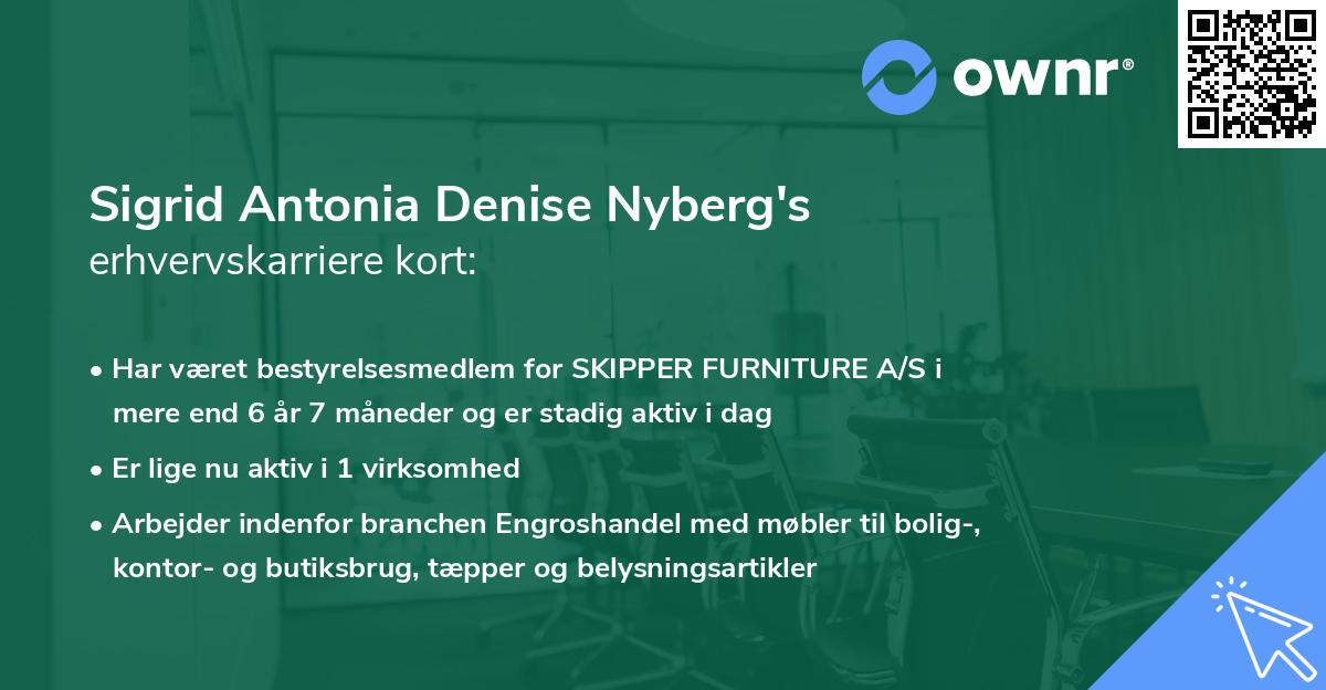 Sigrid Antonia Denise Nyberg's erhvervskarriere kort