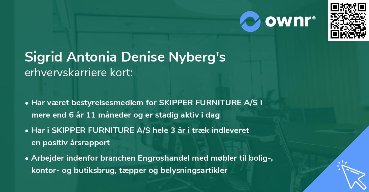 Sigrid Antonia Denise Nyberg's erhvervskarriere kort