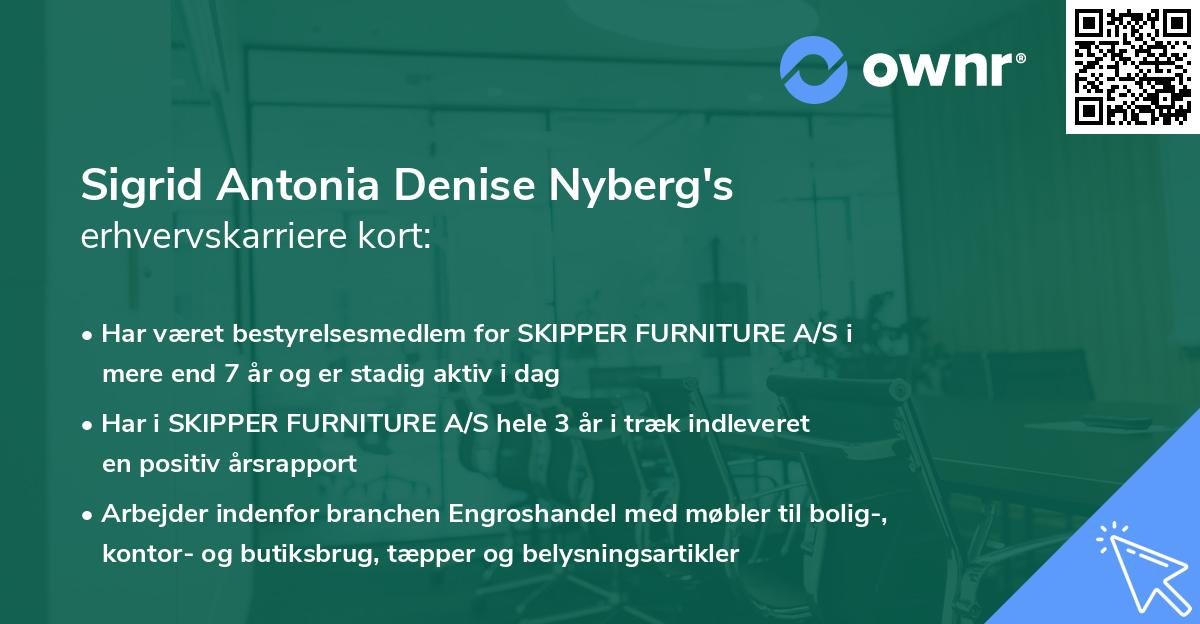 Sigrid Antonia Denise Nyberg's erhvervskarriere kort