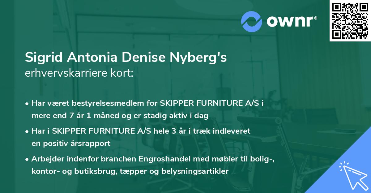 Sigrid Antonia Denise Nyberg's erhvervskarriere kort