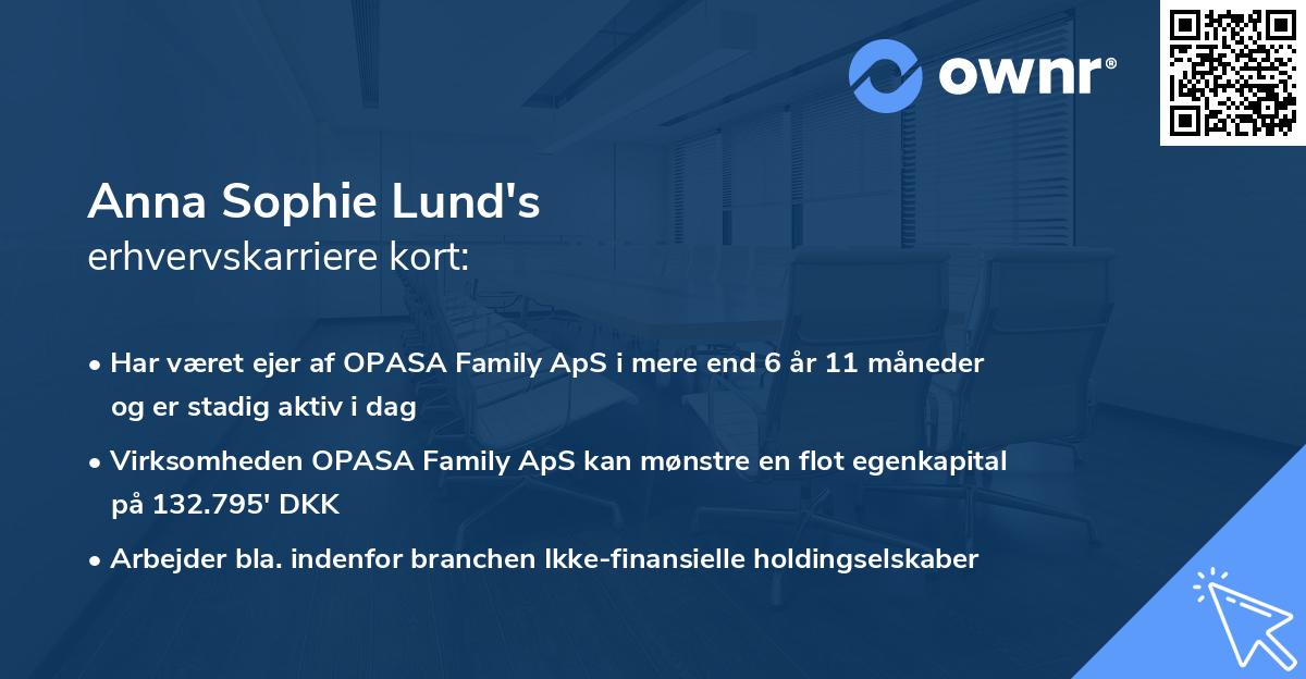Anna Sophie Lund's erhvervskarriere kort