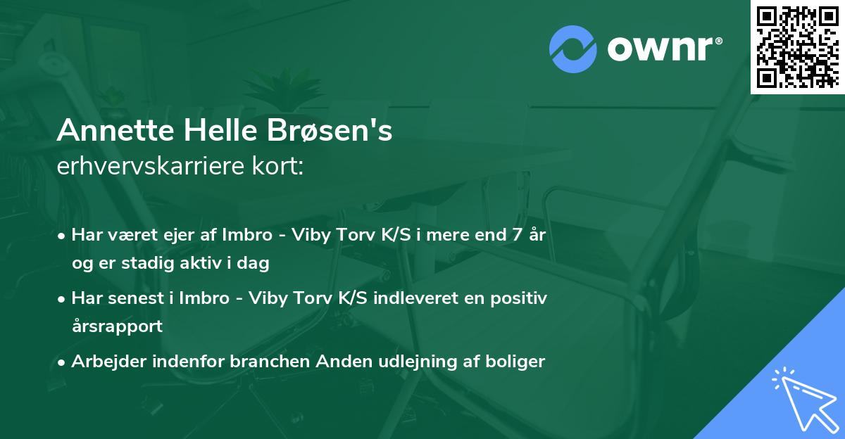 Annette Helle Brøsen's erhvervskarriere kort